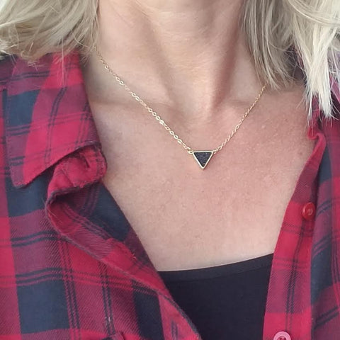 Image of Druzy Triangle Pendant Necklace