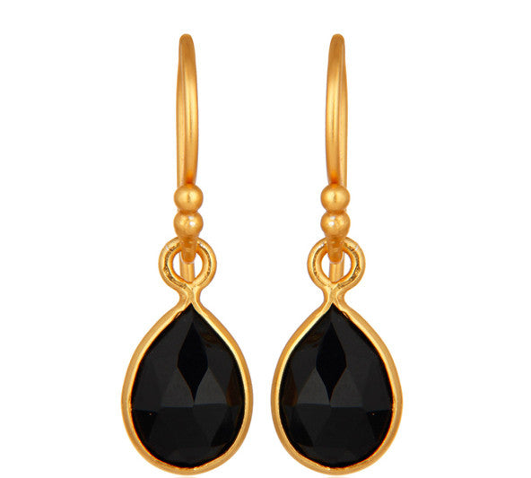 Black Onyx Gold Vermeil Drop Earrings