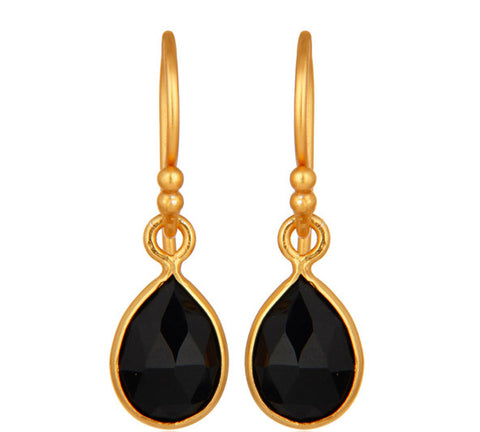 Image of Black Onyx Gold Vermeil Drop Earrings