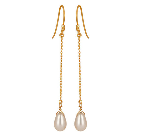 Image of Freshwater Pearl Gold Vermeil Chain Dangle Earrings