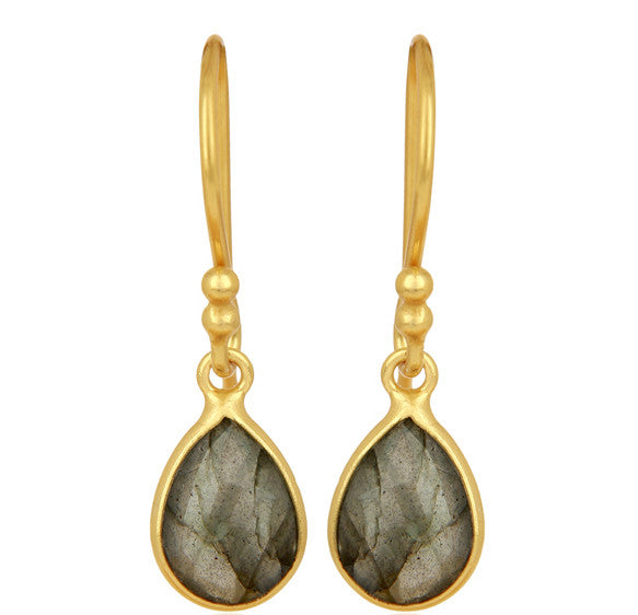 Labradorite Sterling Silver Drop Earrings in Gold or Silver