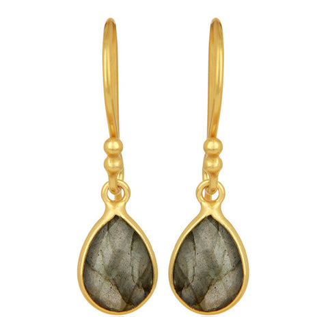 Image of Labradorite Sterling Silver Drop Earrings in Gold or Silver