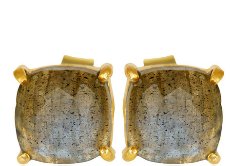 Image of Labradorite Sterling Silver Stud Earrings in Gold or Silver