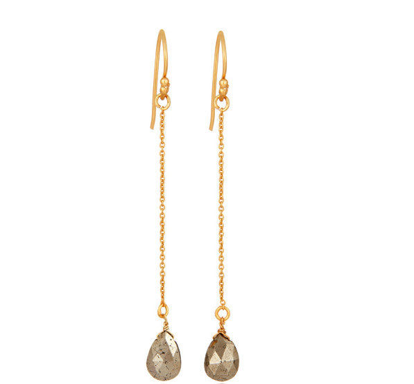 Pyrite Gold Vermeil Chain Dangle Earrings