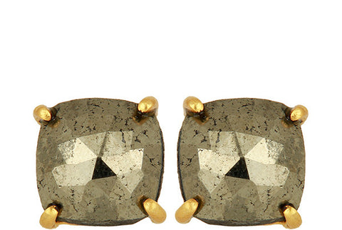 Image of Pyrite Gold Sterling Silver Stud Earrings