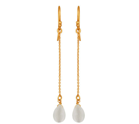 Image of Rainbow Moonstone Sterling Silver Chain Dangle Earrings