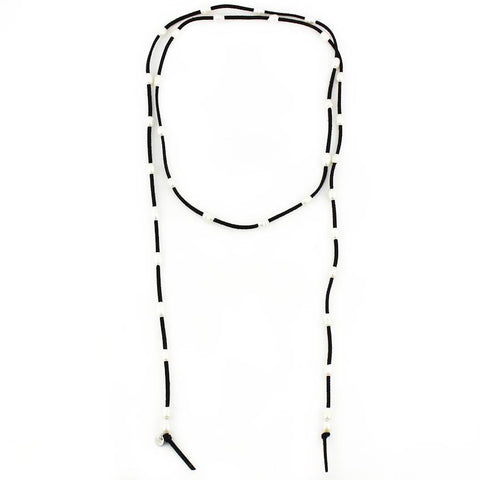 Image of Black Leather and Freshwater Pearl Wrap Necklace