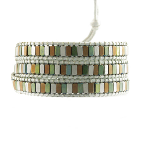 Image of Mixed Hematite on Gray Vegan Cord Wrap Bracelet