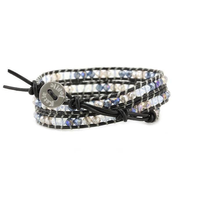 Midnight Mix on Black Leather Wrap Bracelet