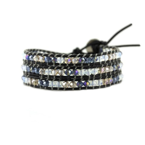 Image of Midnight Mix on Black Leather Wrap Bracelet