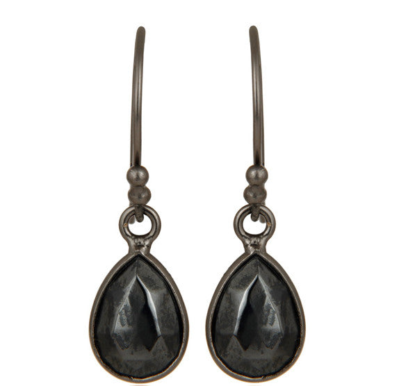Hematite Oxidized Sterling Silver Drop Earrings