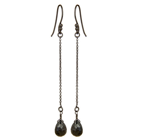 Image of Hematite Sterling Silver Chain Dangle Earrings
