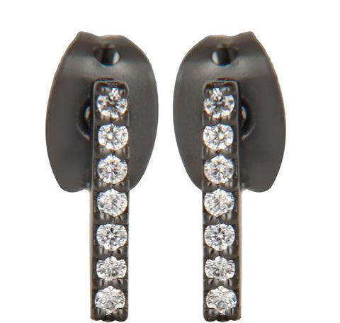 Image of Pave Bar Sterling Silver Stud Earrings