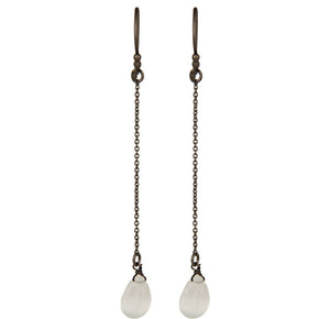 Rainbow Moonstone Sterling Silver Chain Dangle Earrings