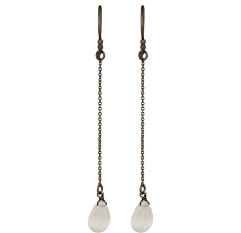 Image of Rainbow Moonstone Sterling Silver Chain Dangle Earrings