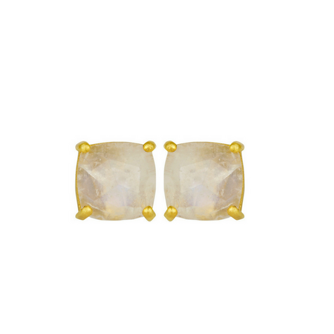 Image of Rainbow Moonstone Gold Vermeil Stud Earrings