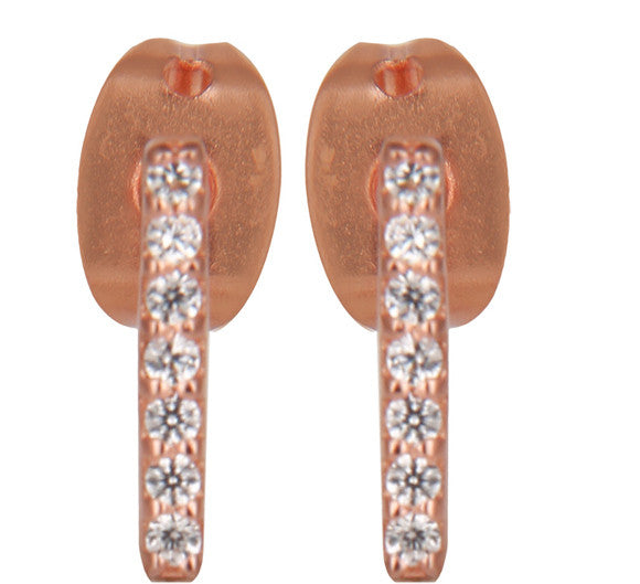 Pave Bar Sterling Silver Stud Earrings