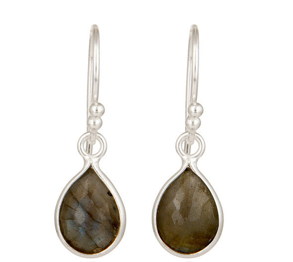 Labradorite Sterling Silver Drop Earrings in Gold or Silver
