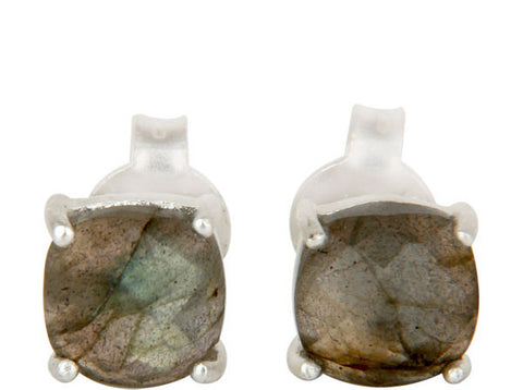 Image of Labradorite Sterling Silver Stud Earrings in Gold or Silver