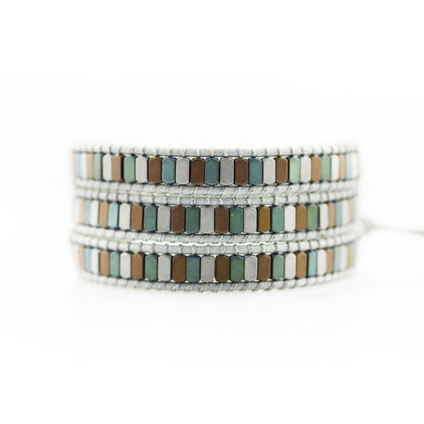 Image of Mixed Hematite on Gray Vegan Cord Wrap Bracelet