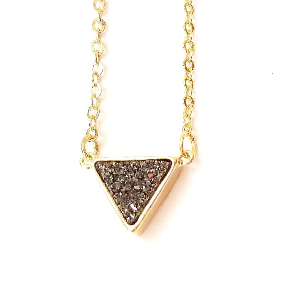 Druzy Triangle Pendant Necklace
