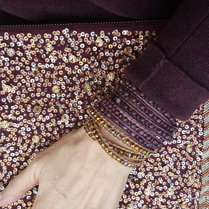 Burgundy Aventurine and Crystals on Burgundy Leather Wrap Bracelet