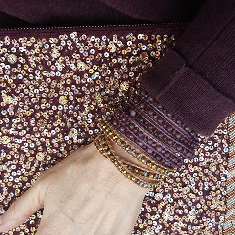 Image of Burgundy Aventurine and Crystals on Burgundy Leather Wrap Bracelet