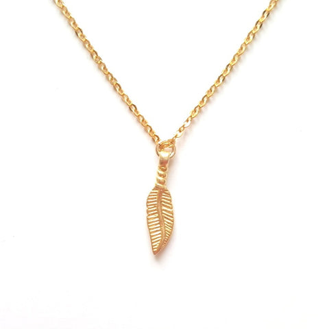 Image of Feather Pendant Necklace in Gold
