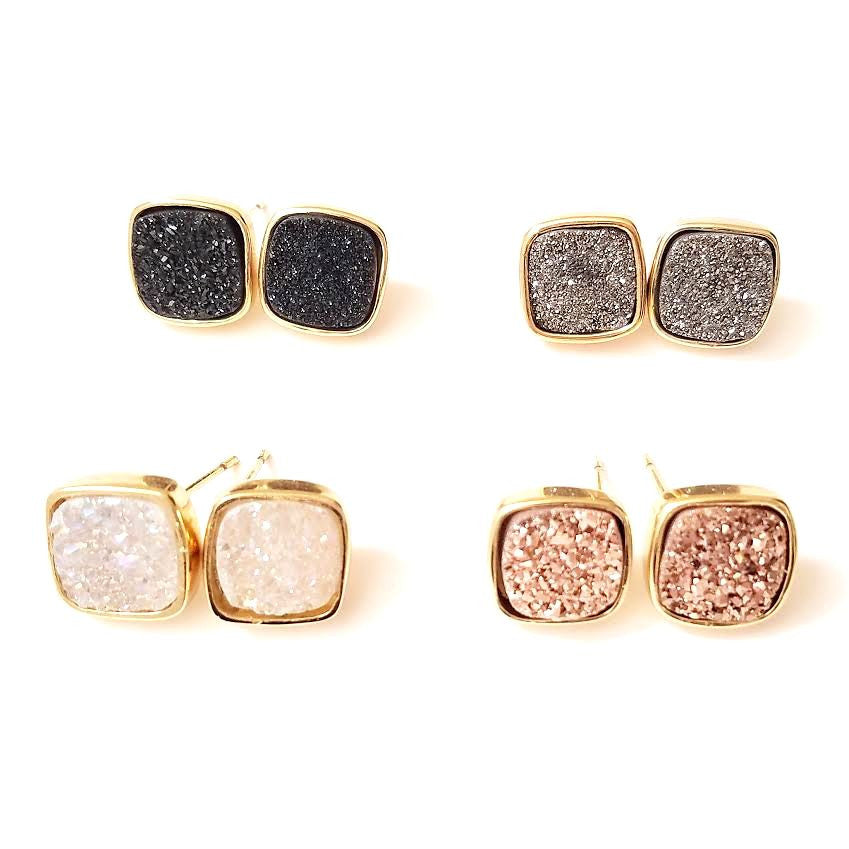 Diamond Druzy Studs