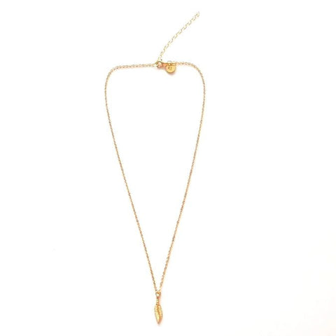 Image of Feather Pendant Necklace in Gold