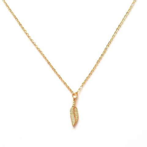 Image of Feather Pendant Necklace in Gold