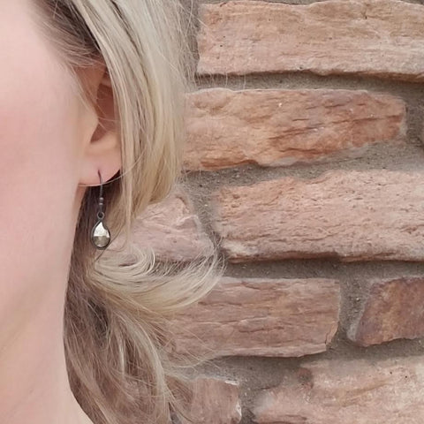 Image of Hematite Oxidized Sterling Silver Drop Earrings