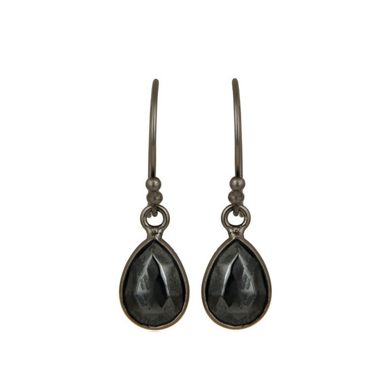 Hematite Oxidized Sterling Silver Drop Earrings