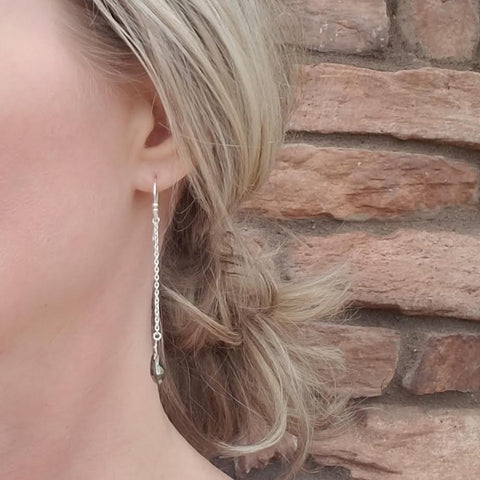 Image of Hematite Sterling Silver Chain Dangle Earrings