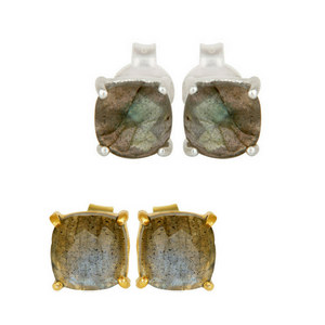 Labradorite Sterling Silver Stud Earrings in Gold or Silver