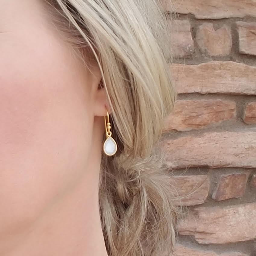 Rainbow Moonstone Sterling Silver Drop Earrings