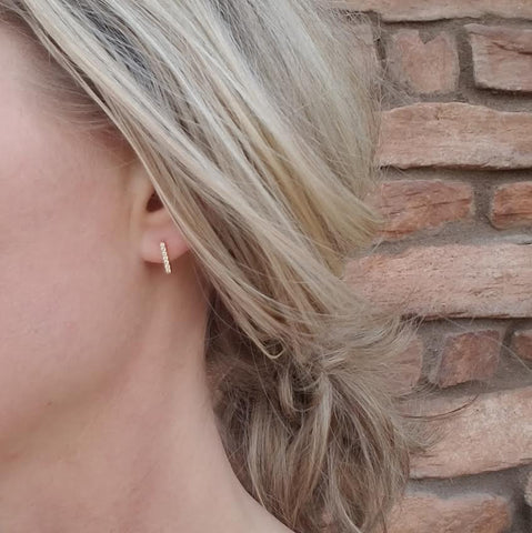 Image of Pave Bar Sterling Silver Stud Earrings