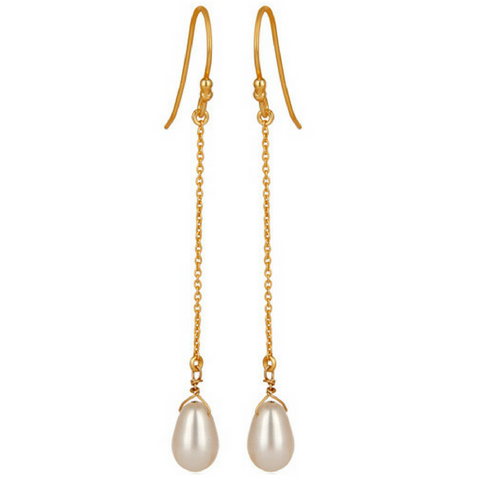 Image of Freshwater Pearl Gold Vermeil Chain Dangle Earrings