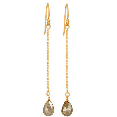Image of Pyrite Gold Vermeil Chain Dangle Earrings
