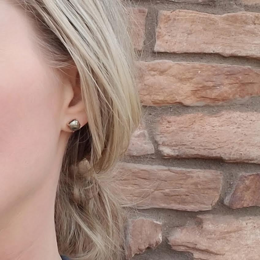 Pyrite Gold Sterling Silver Stud Earrings