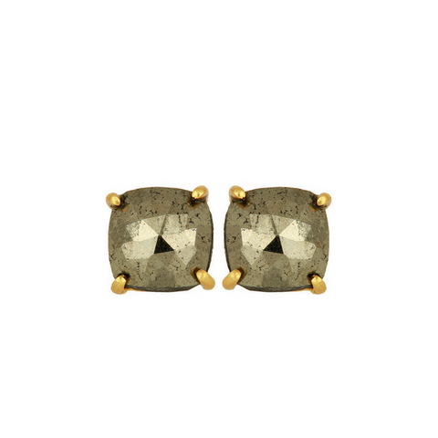 Image of Pyrite Gold Sterling Silver Stud Earrings