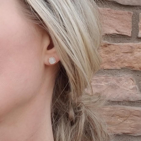 Image of Rainbow Moonstone Gold Vermeil Stud Earrings