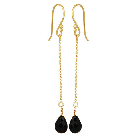 Image of Black Onyx Gold Vermeil Chain Dangle Earrings