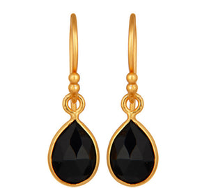 Black Onyx Gold Vermeil Drop Earrings