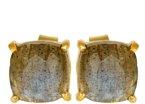 Labradorite Sterling Silver Stud Earrings in Gold or Silver