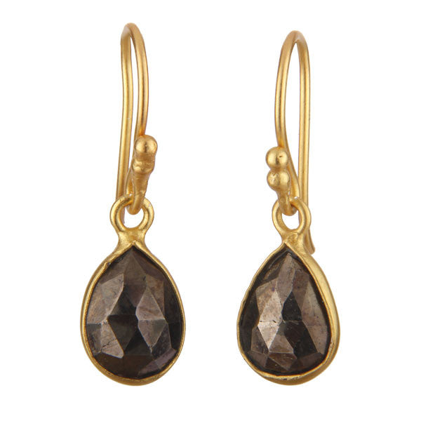 Pyrite Gold Vermeil Drop Earrings