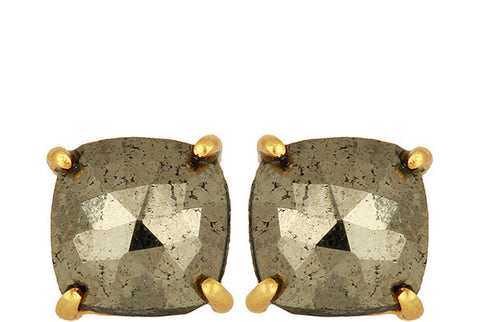 Pyrite Gold Sterling Silver Stud Earrings