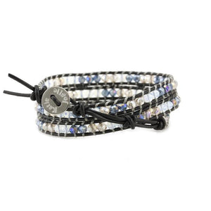 Midnight Mix on Black Leather Wrap Bracelet