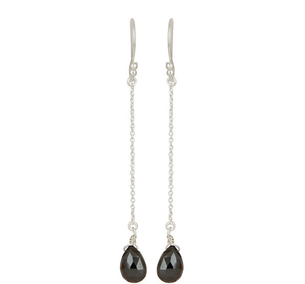 Hematite Sterling Silver Chain Dangle Earrings