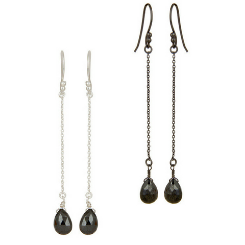Image of Hematite Sterling Silver Chain Dangle Earrings
